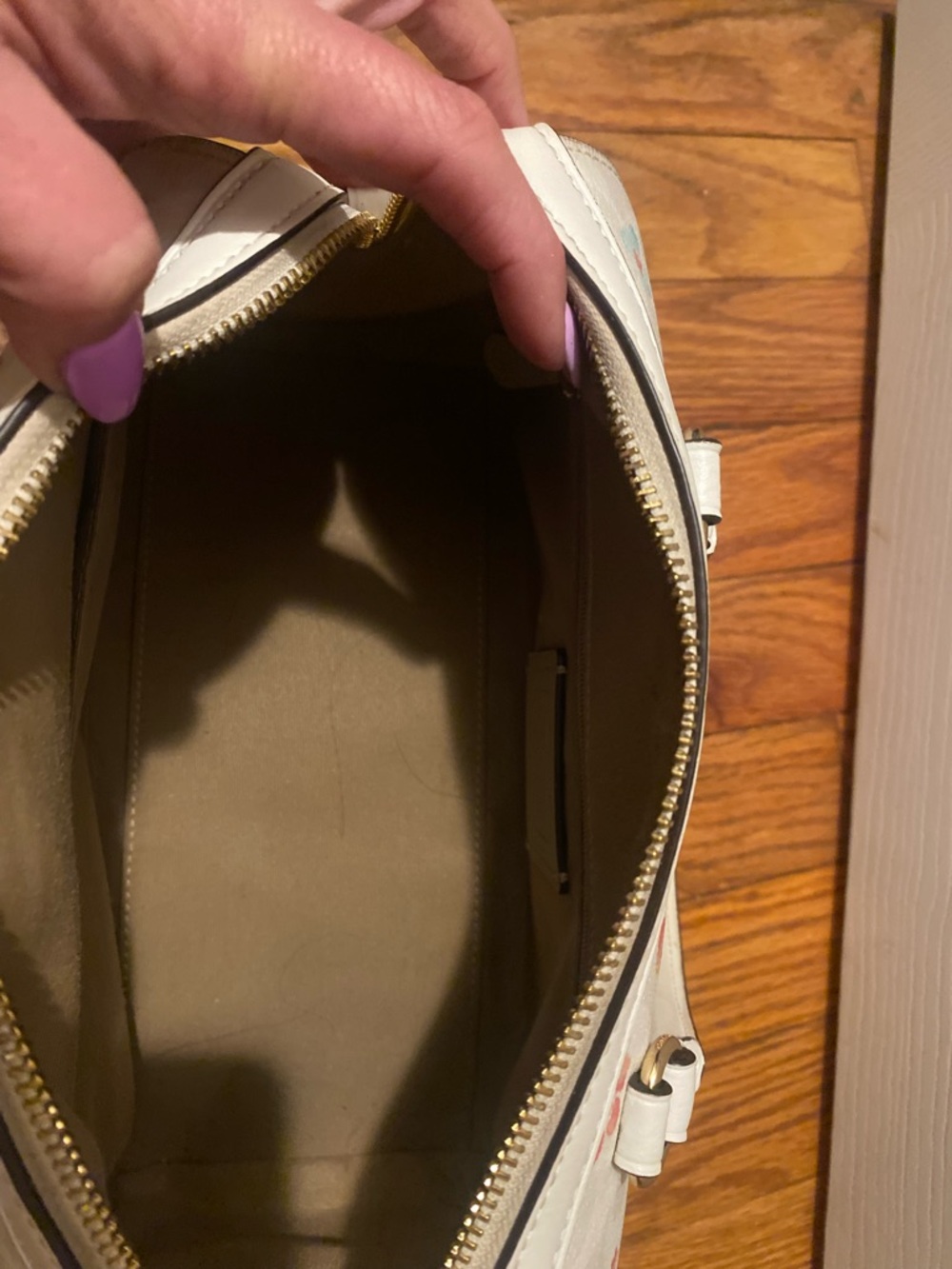 COACH White Floral Satchel Handbag C8615 - Picture 4 of 4